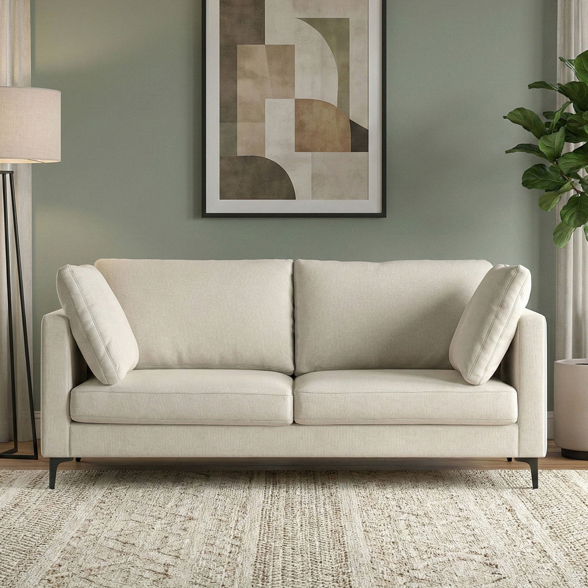 Mid Century Upholstered Sofa with Water-Repellent Fabric - Multiple Colors