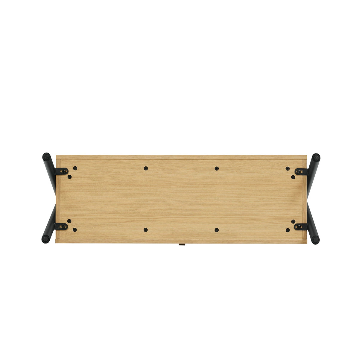 Open Hanging Closet with Upholstered Bench Storage - Light Oak