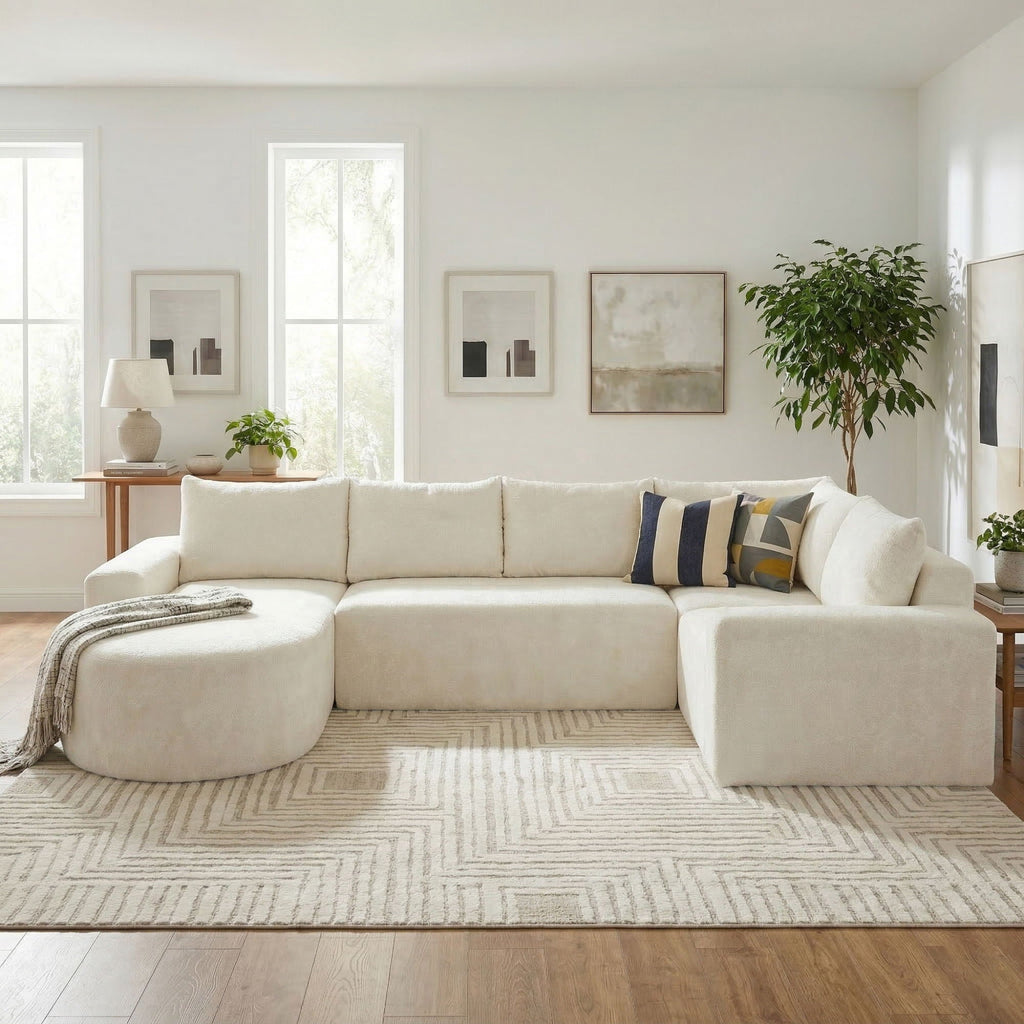 Modular Cloud Sectional Sofa Set with Deep Seating - Choose Beige, Dark Gray, or Dark Brown