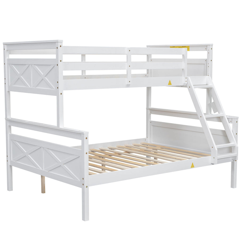 Twin Over Full Bunk Bed with Ladder and Storage Options - White or Dark Gray