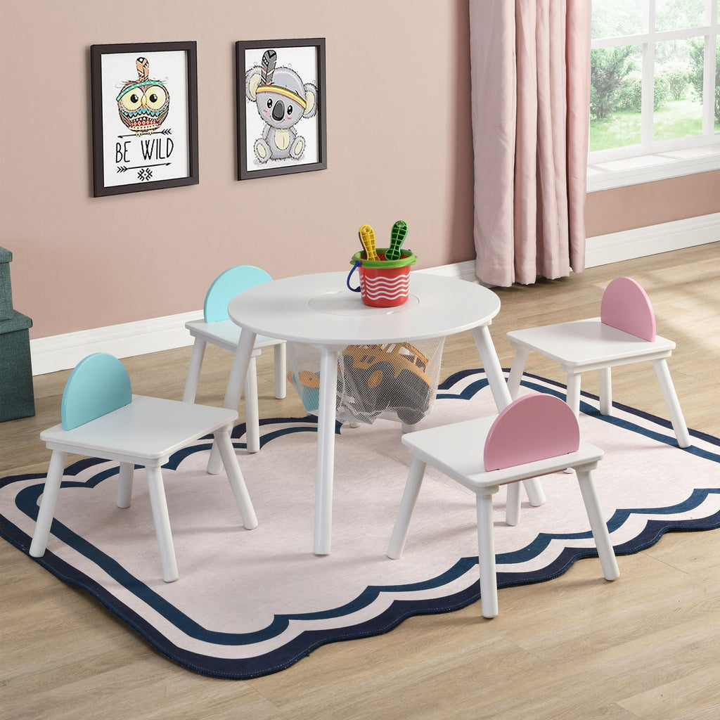 Children's Panel Table With Hidden Storage - White