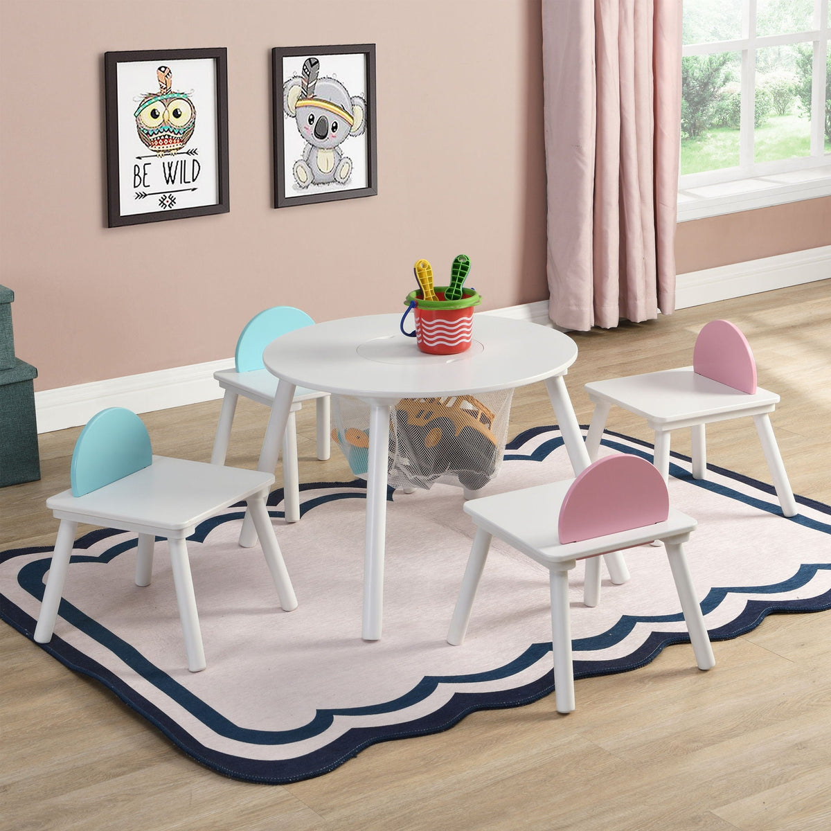 Children's Panel Table With Hidden Storage - White