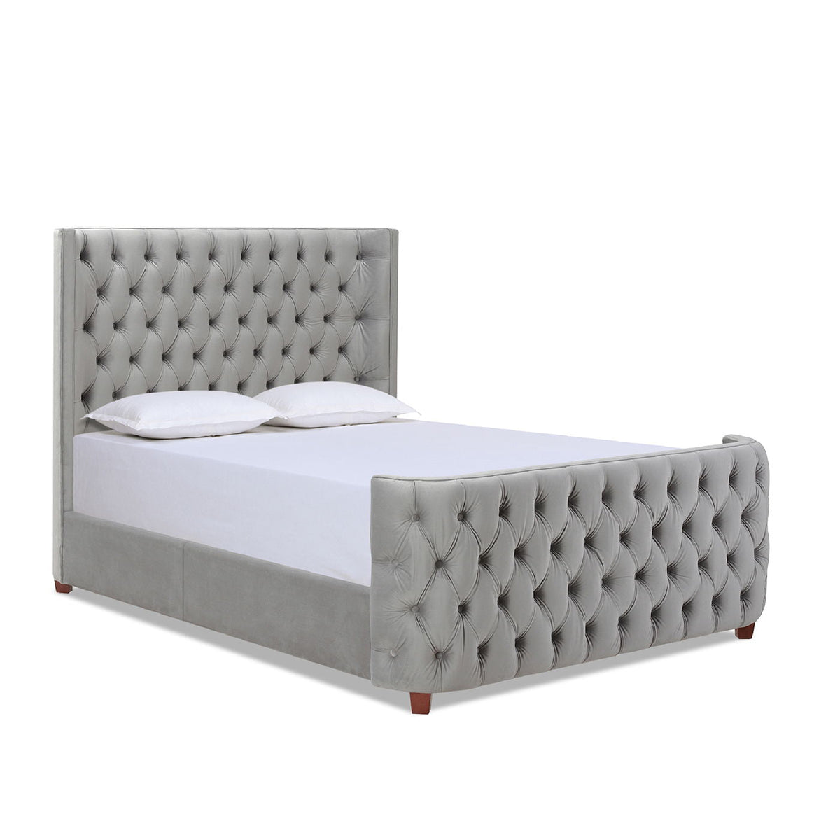 Tufted Panel Bed with Wingback Headboard and Footboard - Multiple Colors