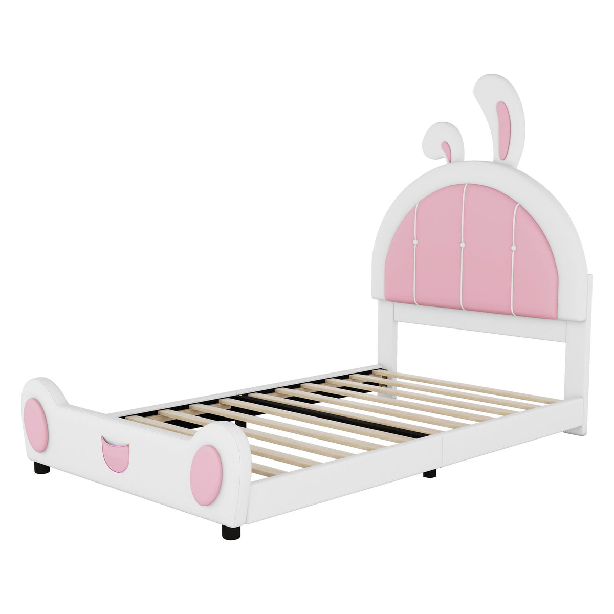 Upholstered Platform Bed With Rabbit Shaped Headboard