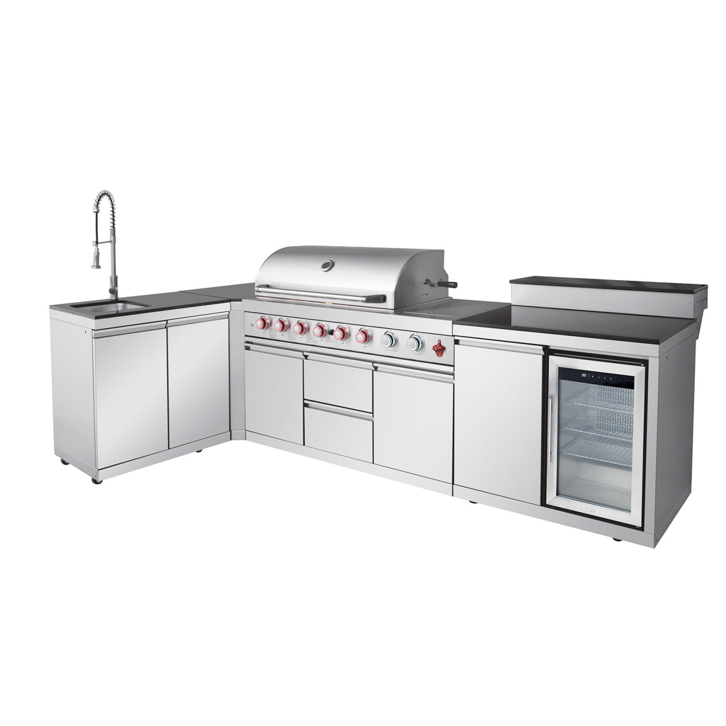 Outdoor Kitchen Island with 6+1 Burner Propane BBQ Grill – Stainless Steel
