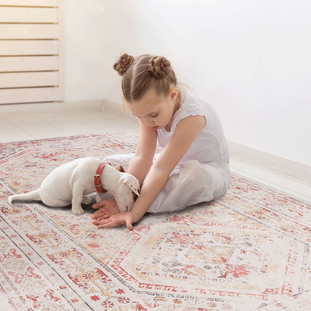 Washable Runner Rug with Easy Care - Beige, Dark Gray, or Black