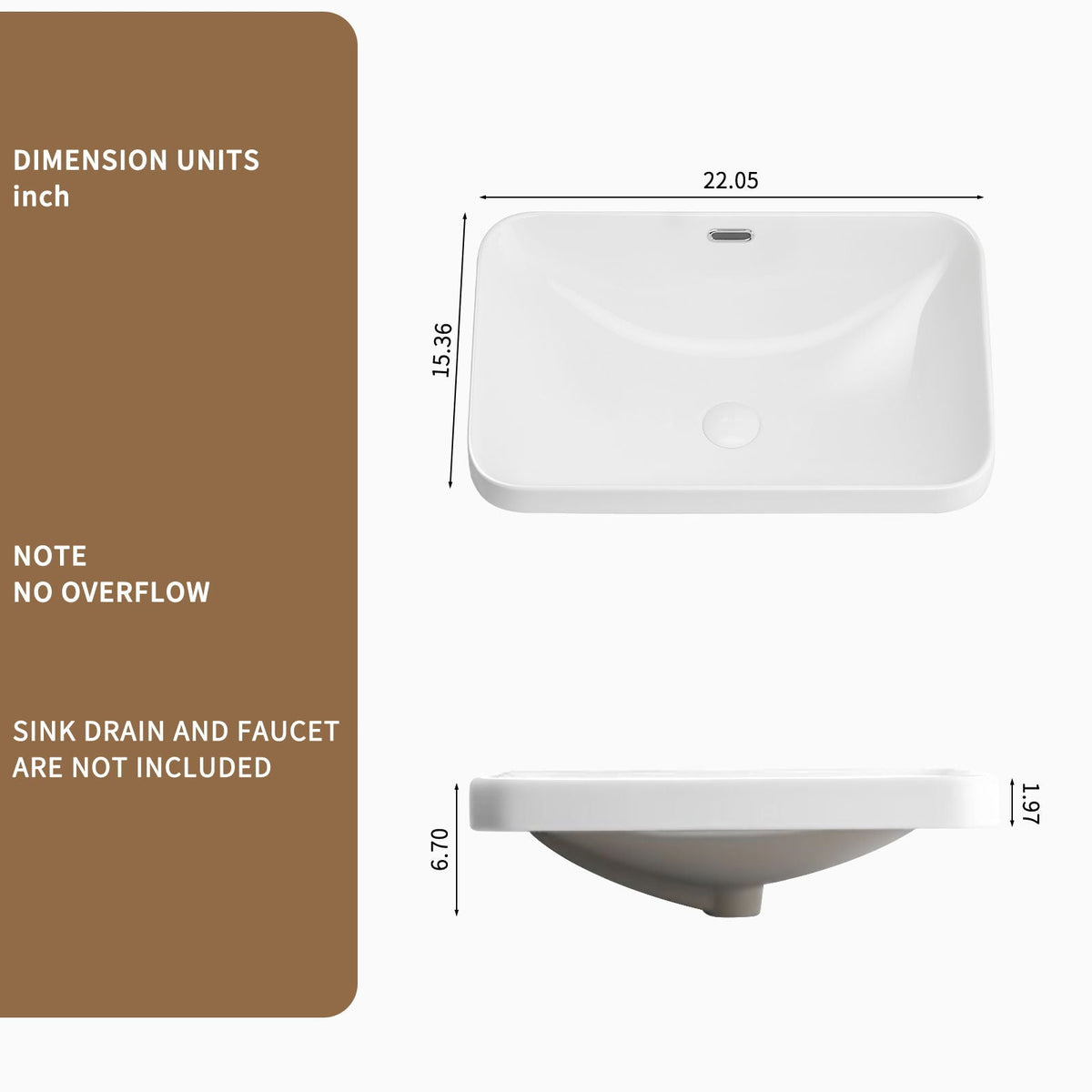 Undermount Bathroom Sink with Seamless Integration - Milk White