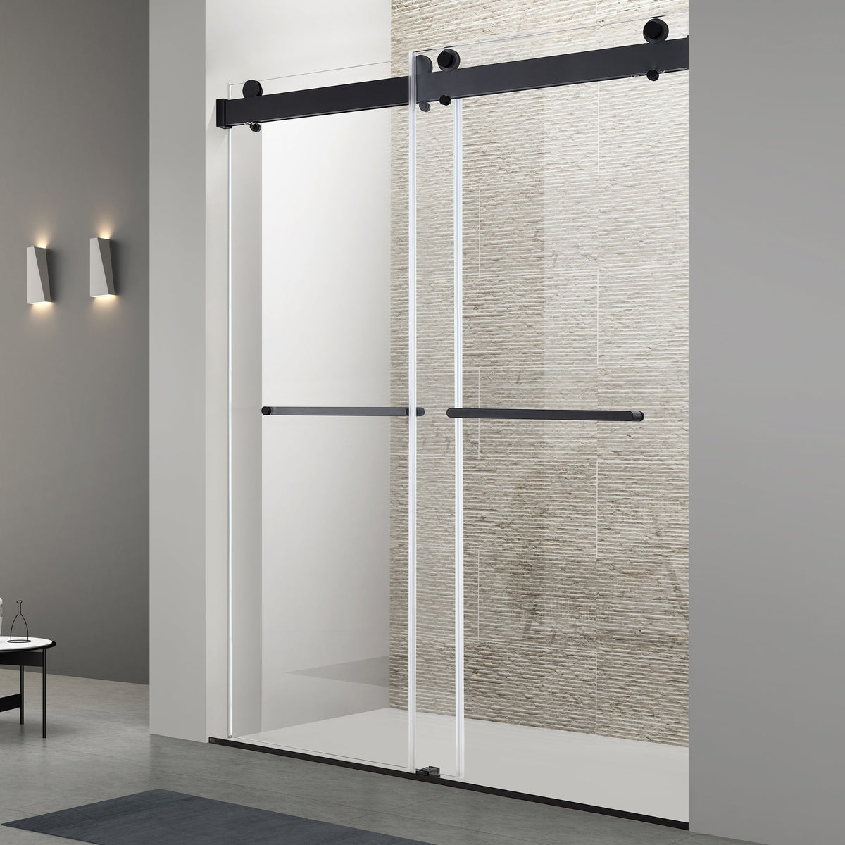 Double Sliding Shower Door with Soft Close Function - Matte