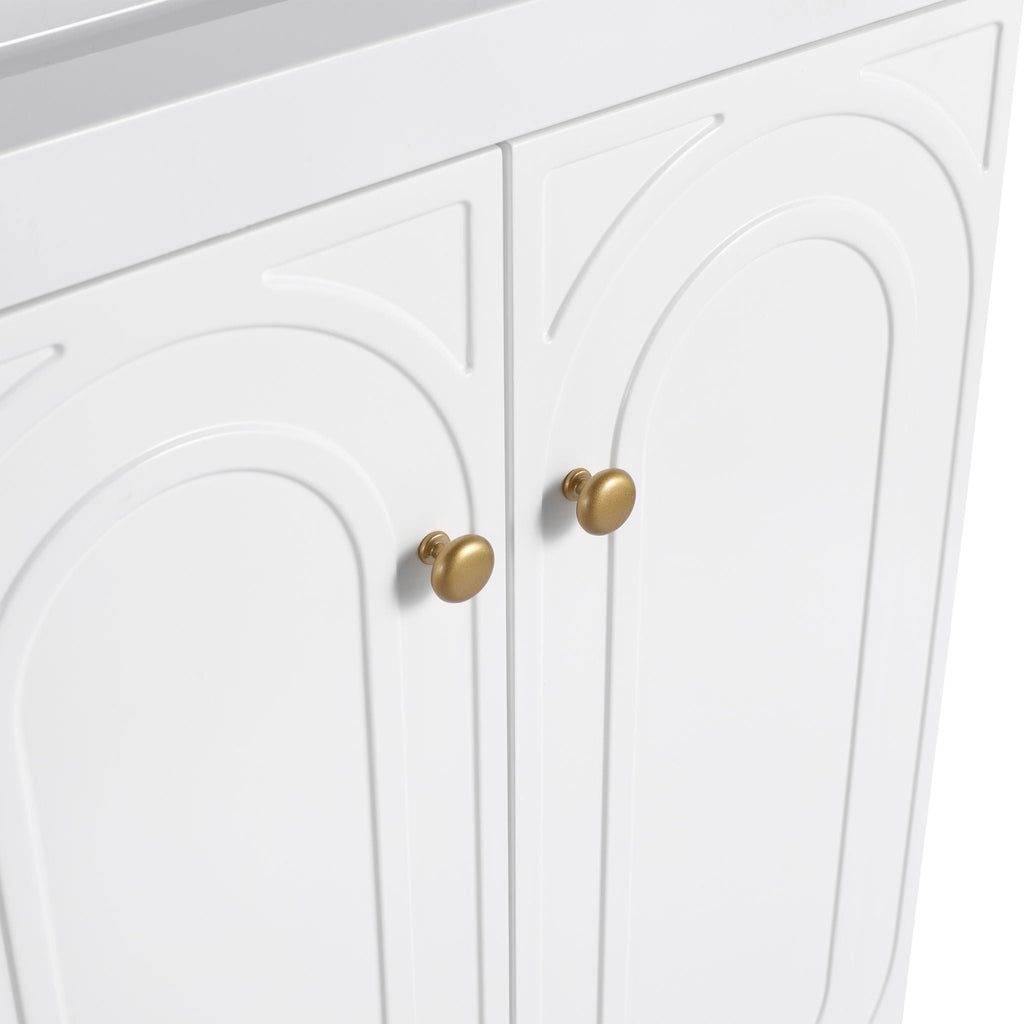 Modern Freestanding Bathroom Vanity with Soft Close Cabinet Doors - Pearl Silver, White, or Dark Green