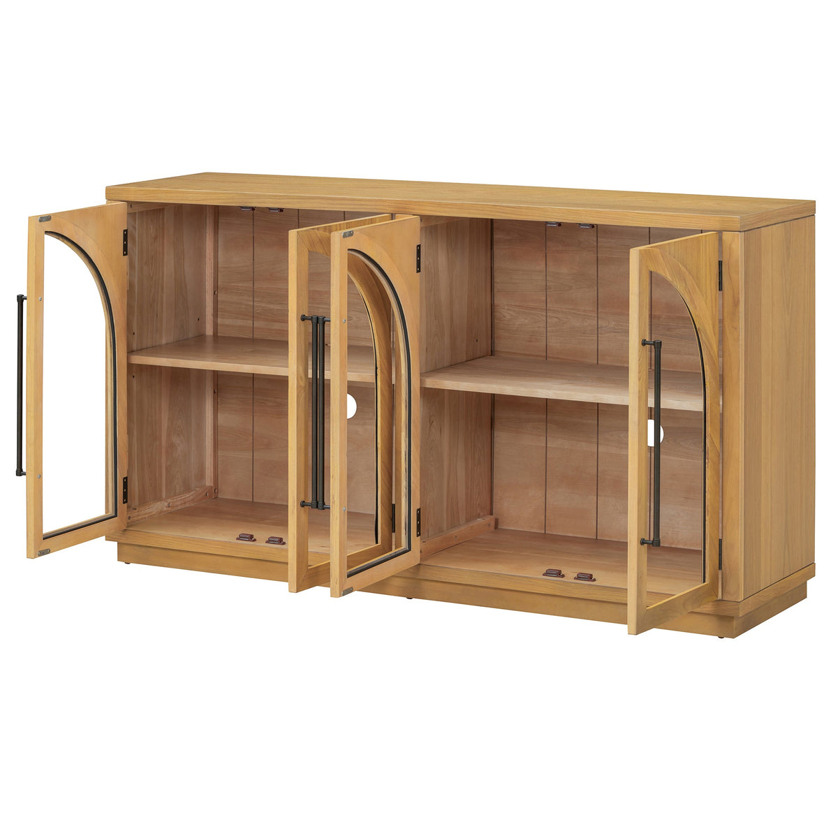 Large 4-Door Sideboard Buffet Cabinet with Glass Doors - TREXM