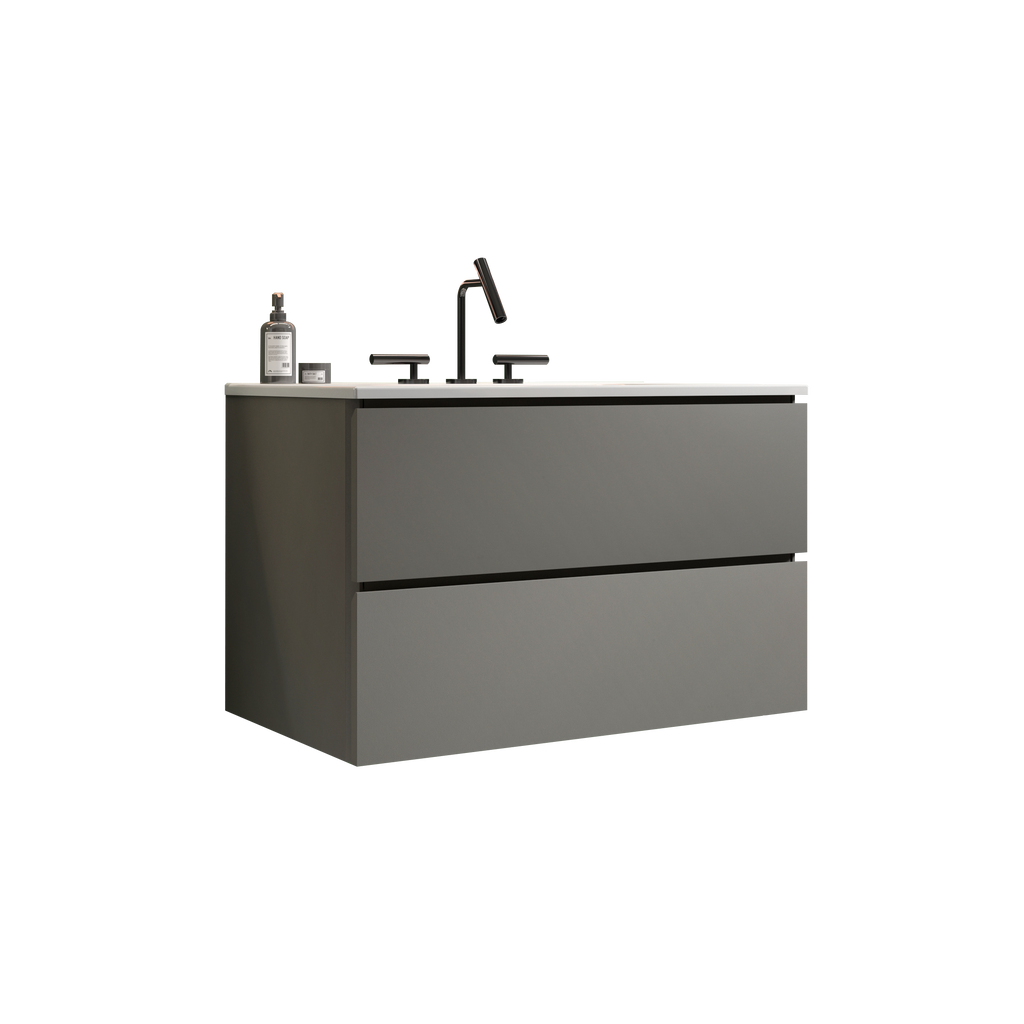 TIA 30" Wall Mount Bathroom Vanity with Soft-Closing Drawers - Space Grey