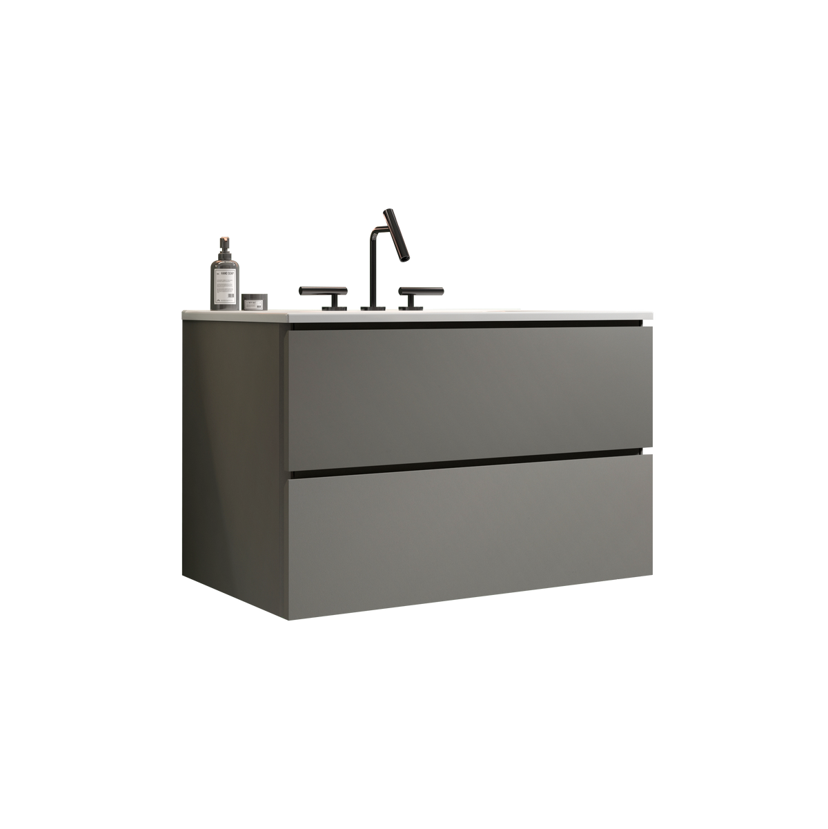 TIA 30" Wall Mount Bathroom Vanity with Soft-Closing Drawers - Space Grey