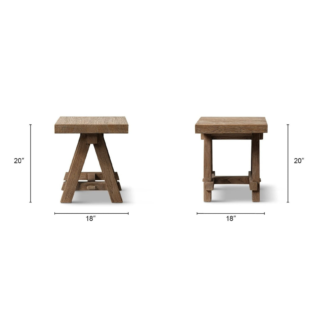 Trestle Coffee Table with Solid Reclaimed Elm Construction - Dark or Light Brown