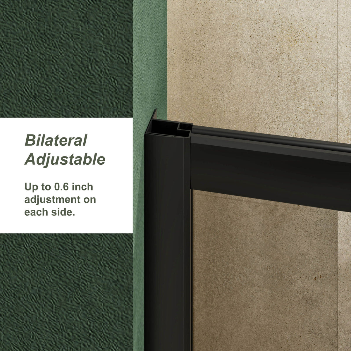 Single Sliding Shower Door with Stainless Steel Handle - Black