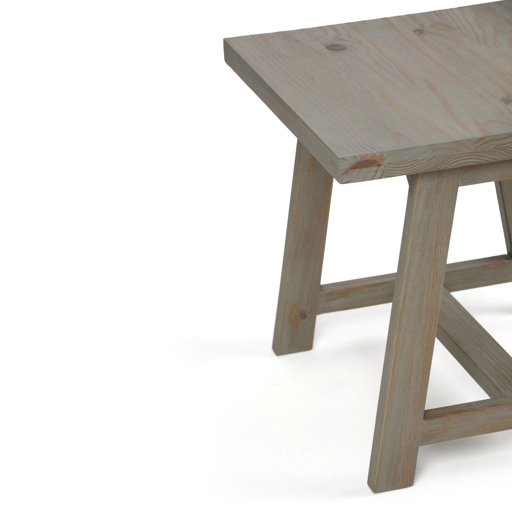 Dark Gray Handcrafted End Table with Sawhorse Supports - Solid Wood