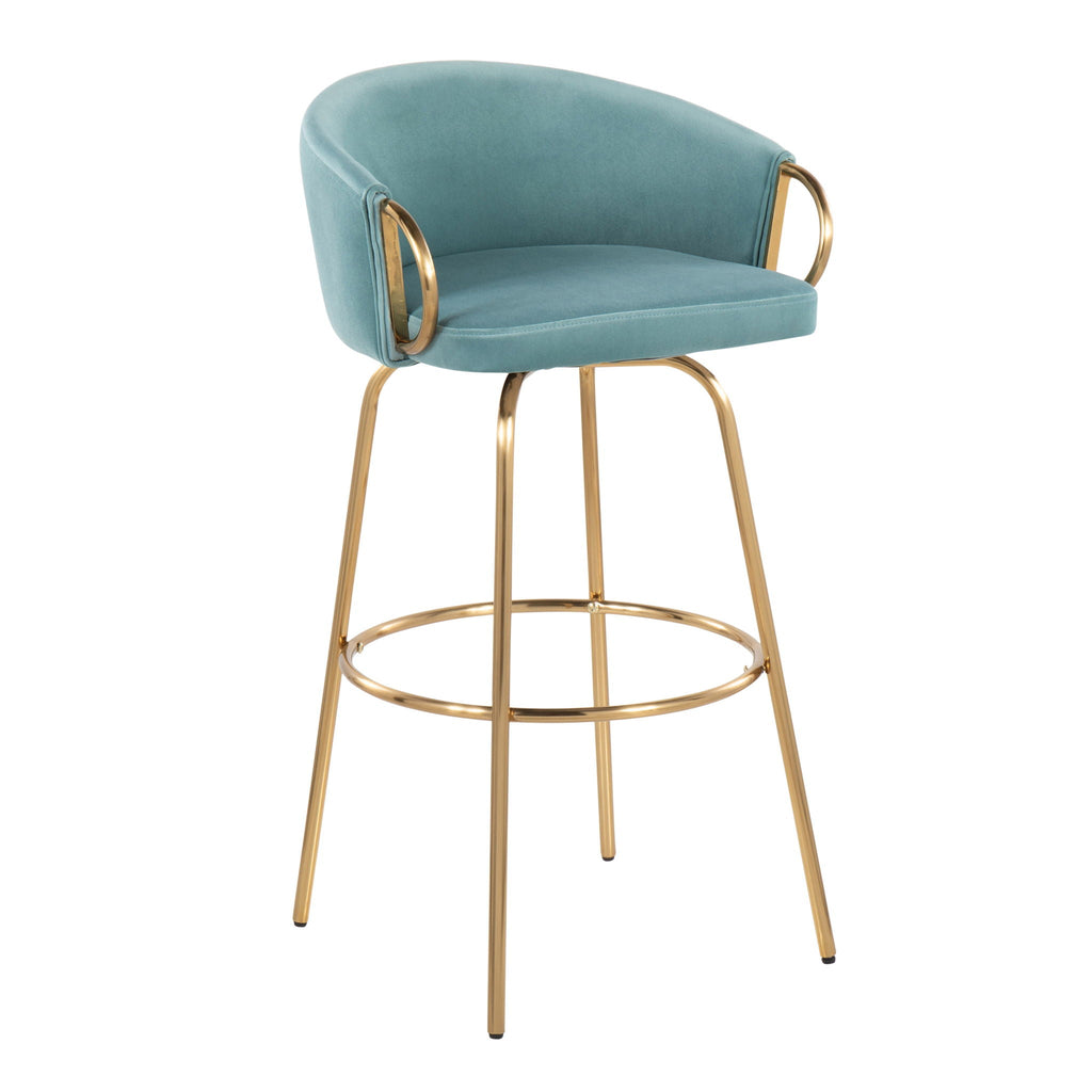 Claire Contemporary Fixed Height Bar Stool Set with Round Footrest - Multiple Colors