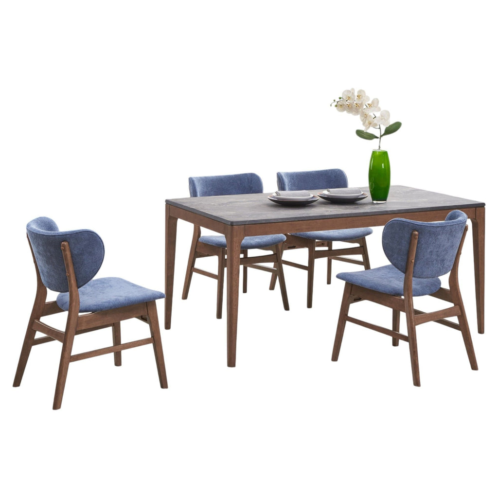 5 Piece Dining Room Set with Upholstered Chairs - Blue or Dark Green
