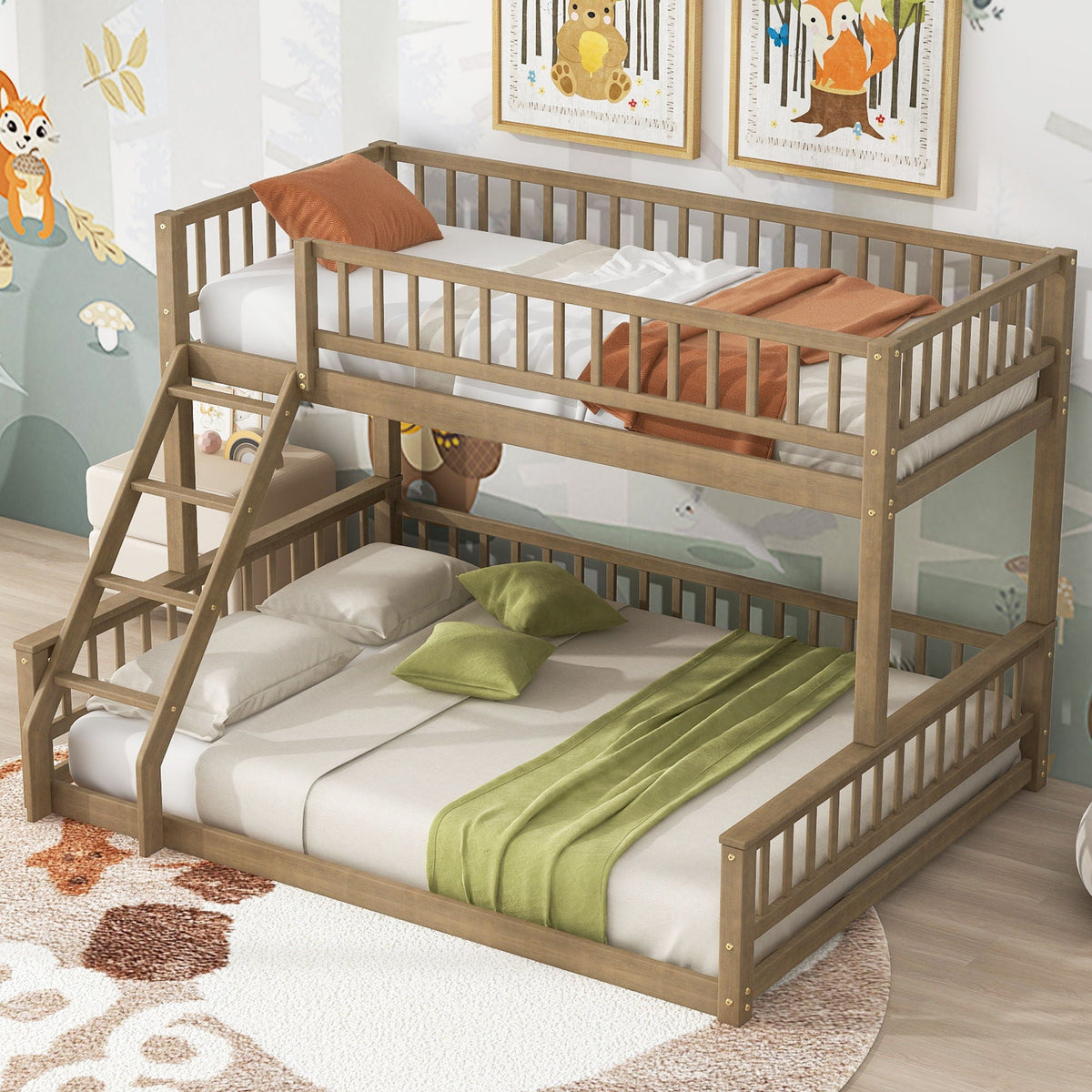 Bunk Bed With Ladder And Guardrails