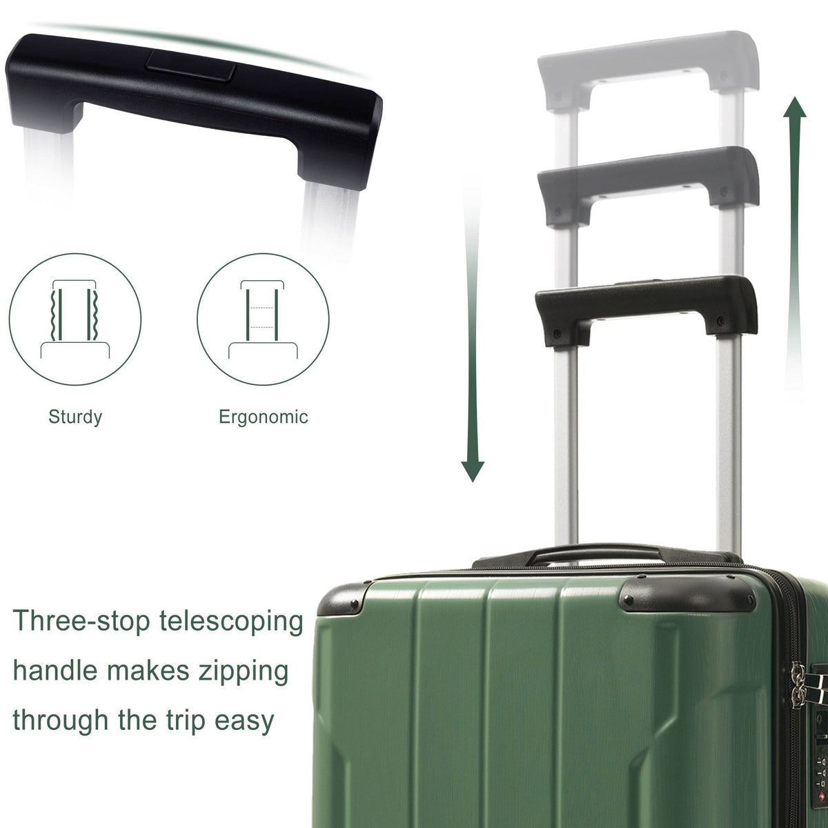 20-Inch Hardshell Carry-On Luggage with Spinner Wheels - Black