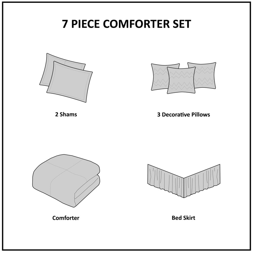 7 Piece Tufted Comforter Set Seafoam California King