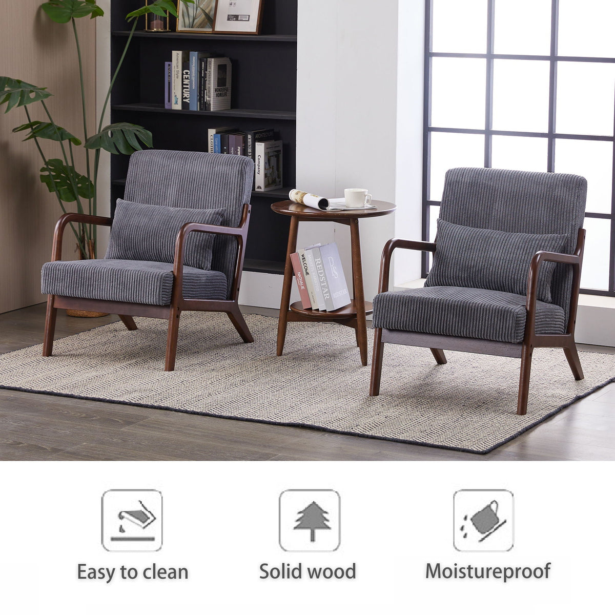 Accent Chair With Pillow And Wood Frame