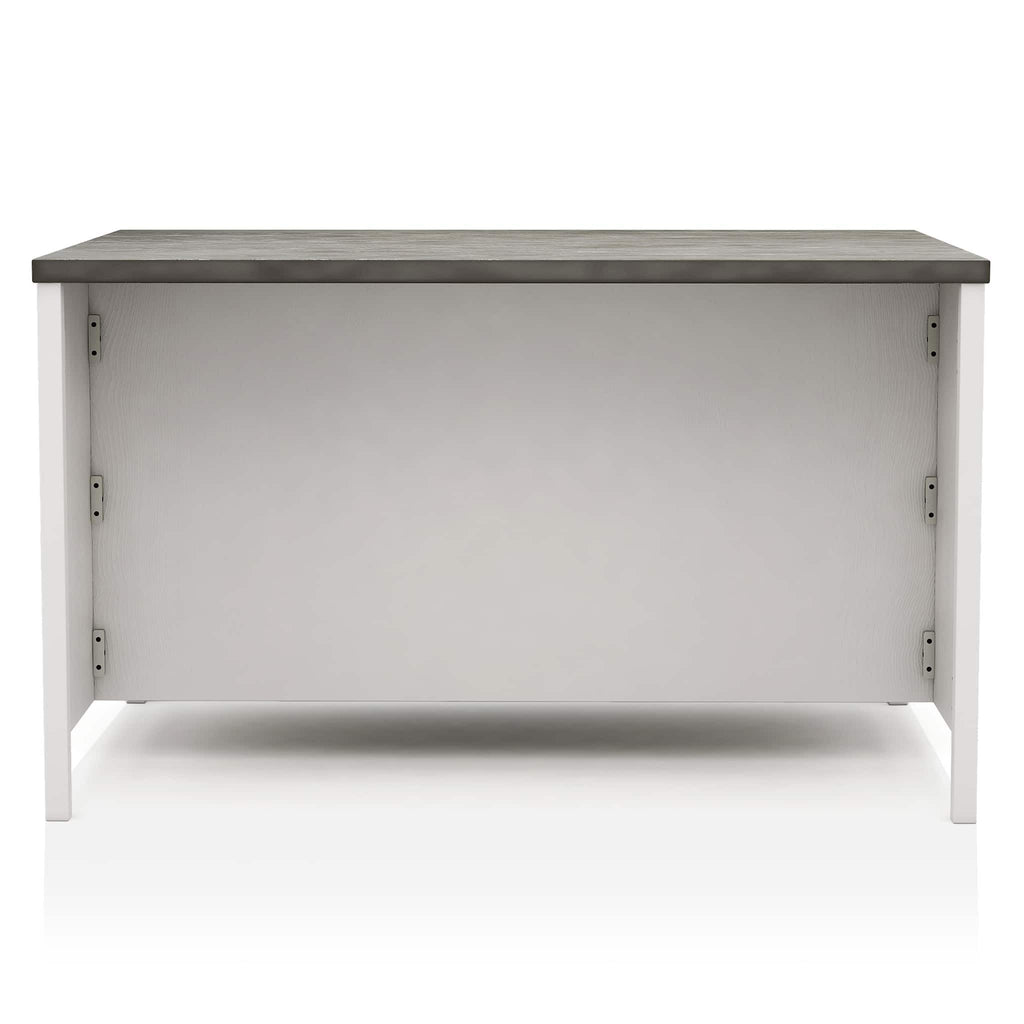 Counter Height Dining Table with Storage Cabinet Base - Dark Gray / Off White