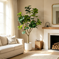 7FT Artificial Fiddle Leaf Fig Tree with Modern Black Pot - Green Leaves