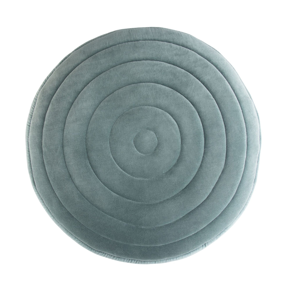 Upholstered Round Pouf with Supportive Polystyrene Filling - Light Blue