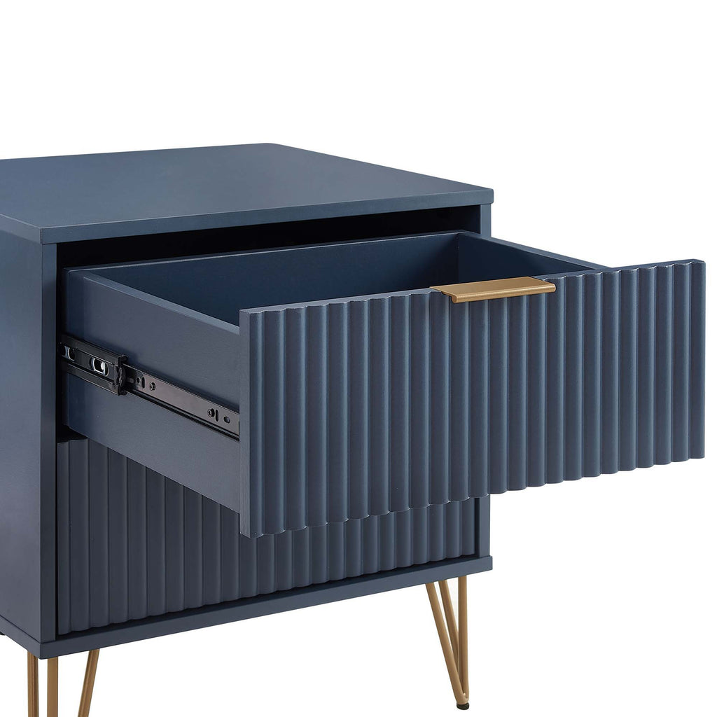 Dumbo Nightstand with 2 Drawers and Fluted Fronts – Multiple Colors