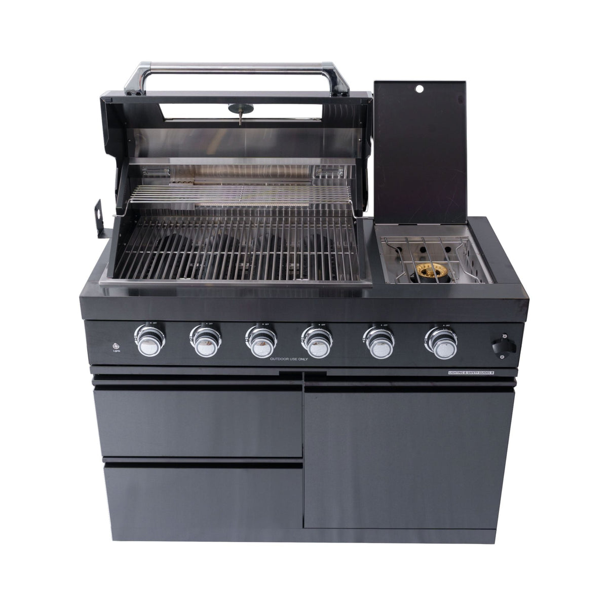 Ember Premium Black Stainless Steel 4-Burner Liquid Propane Kitchen Grill Island With Rotisserie Kit (SAK48157)