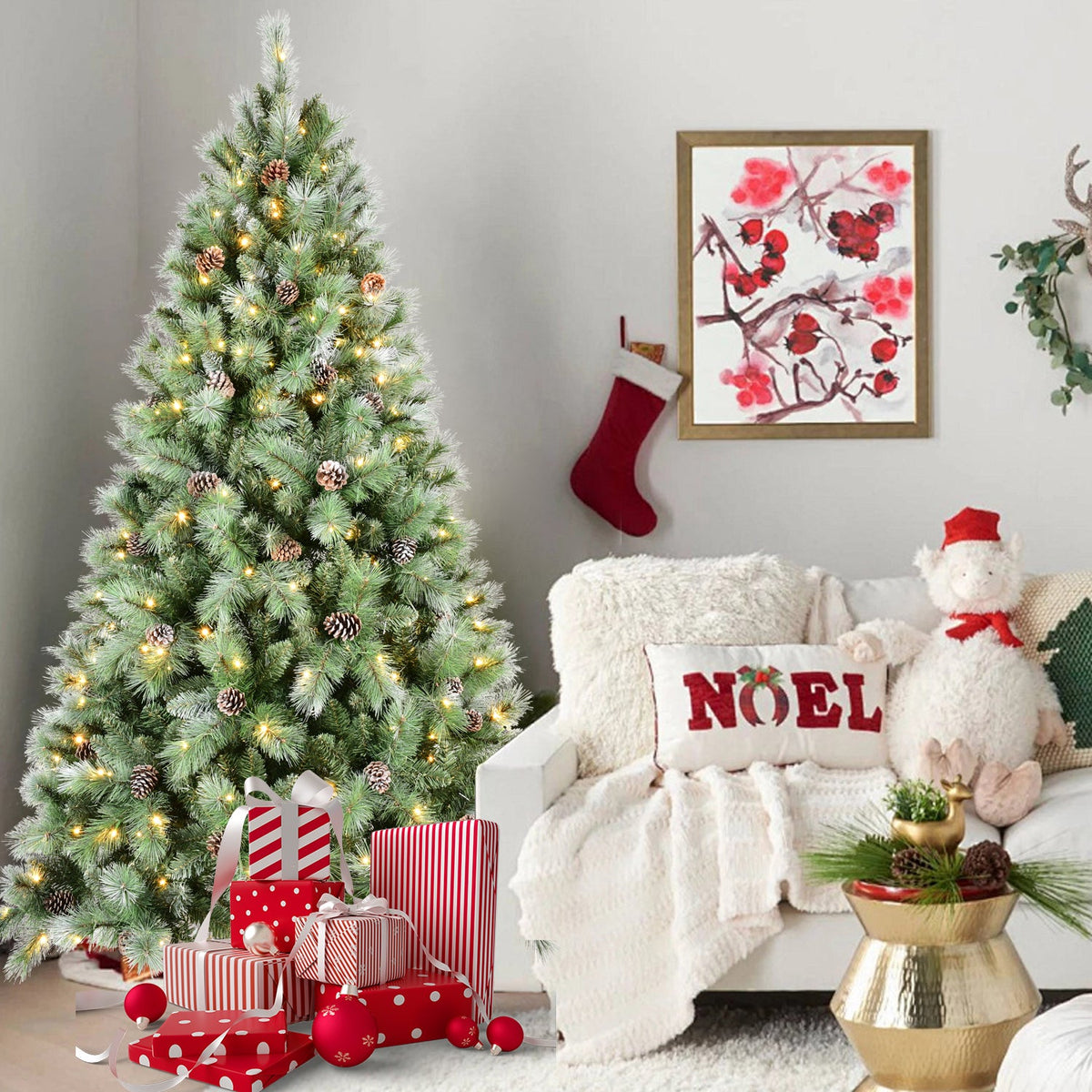 Premium 5FT Christmas Tree with 200 Warm Lights - Warm White