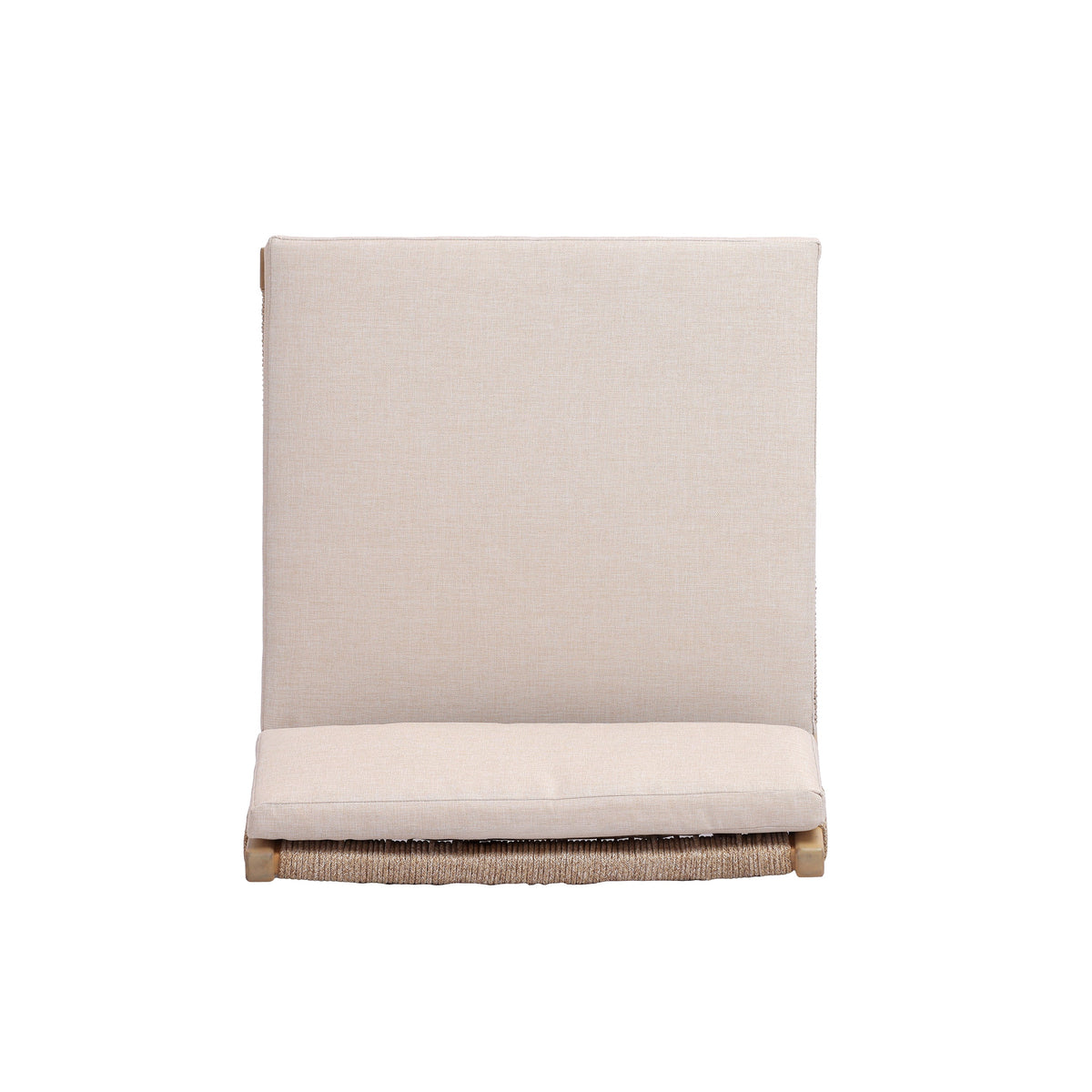 Acacia and Rope Lounge Chair with Water-Repellent Cushions - Beige