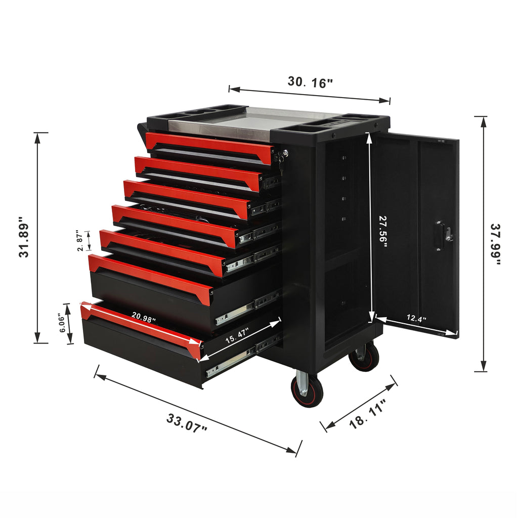 7 Drawer Rolling Tool Chest with 258-Piece Tool Set - Carbon Steel