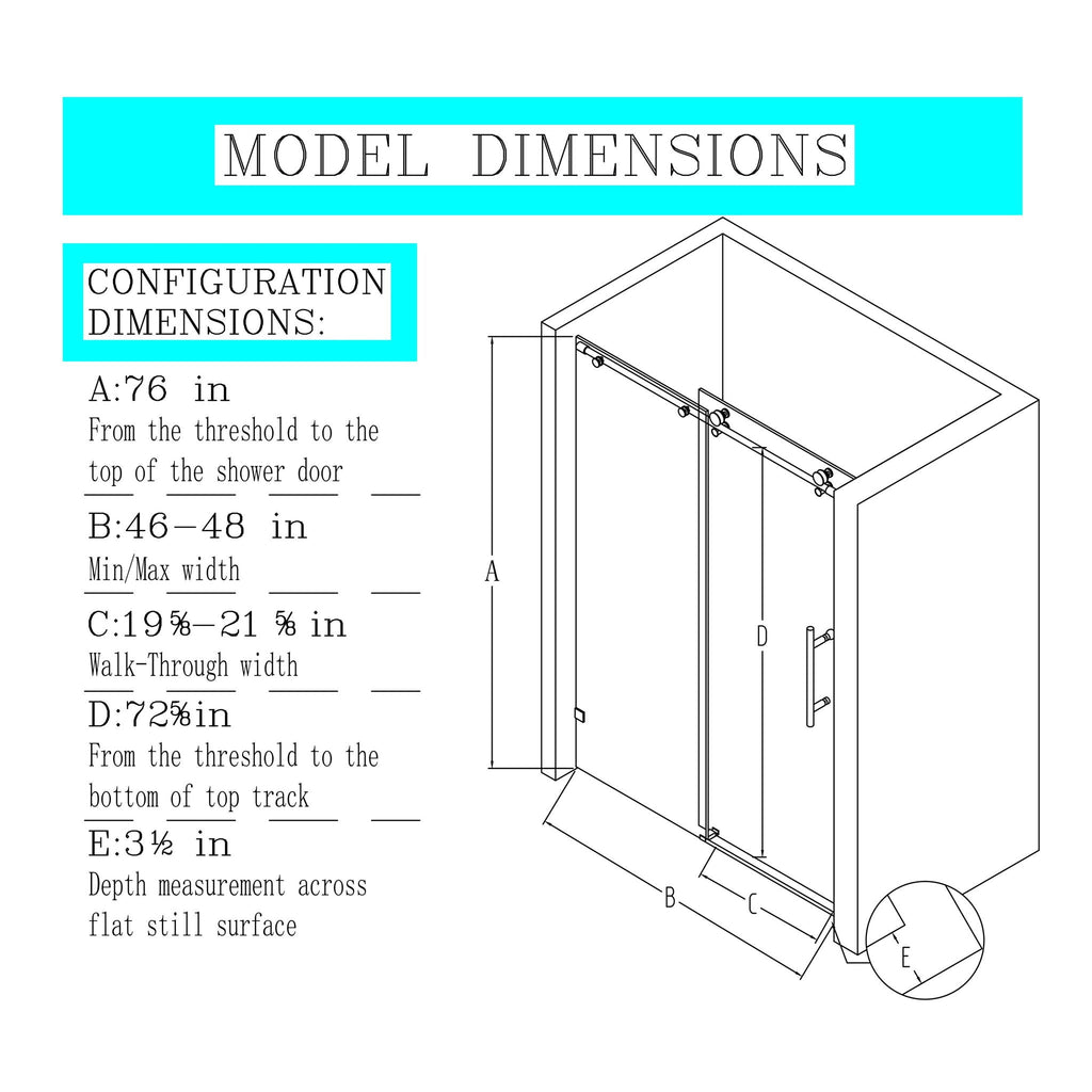 Frameless Single Sliding Soft Close Shower Doors