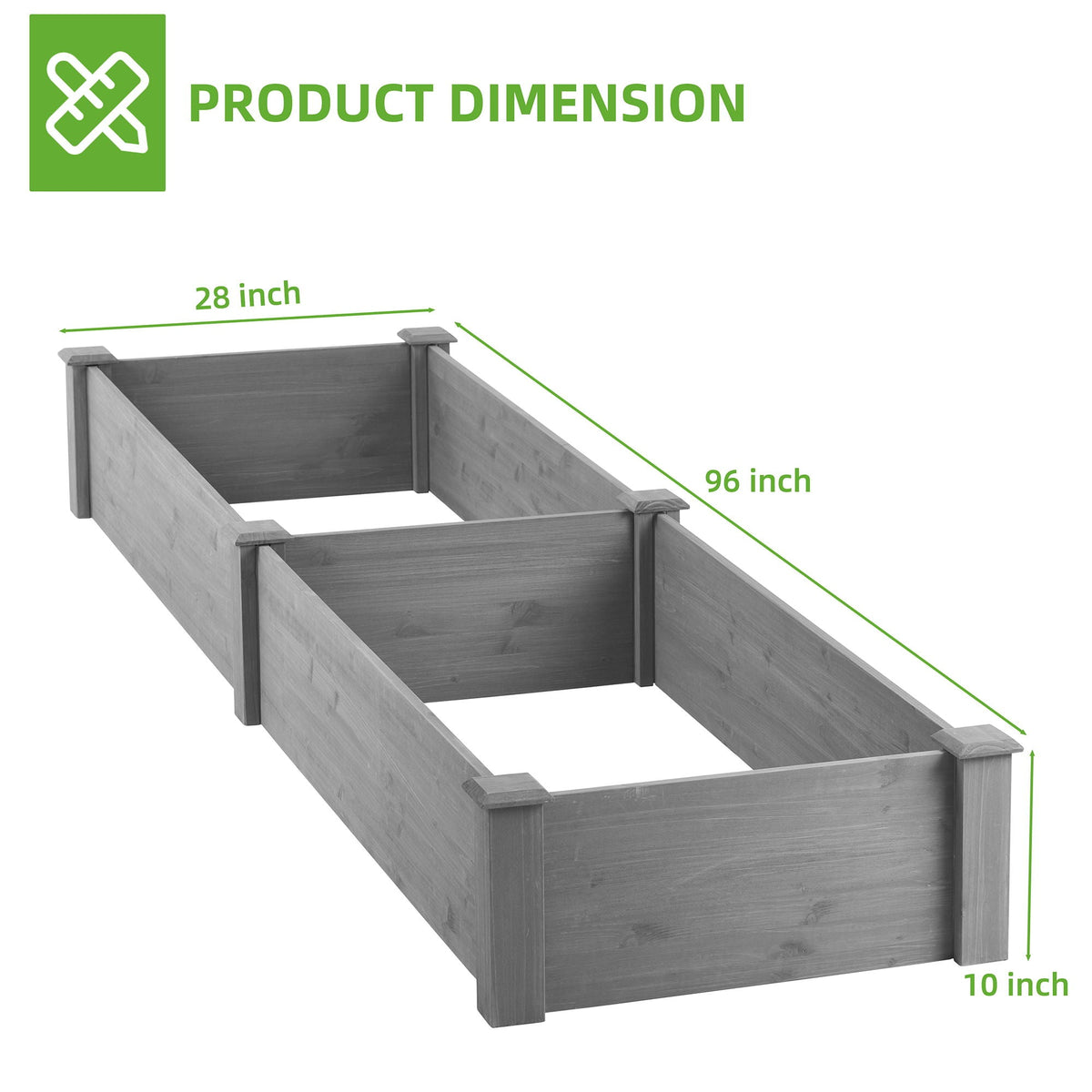 Outdoor Raised Garden Bed Planter with Tool-Free Assembly - Dark Gray