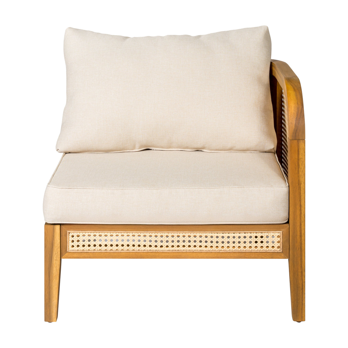 Kirkby Outdoor 5 Seater V-Shaped Acacia Wood Sofa with Cushions