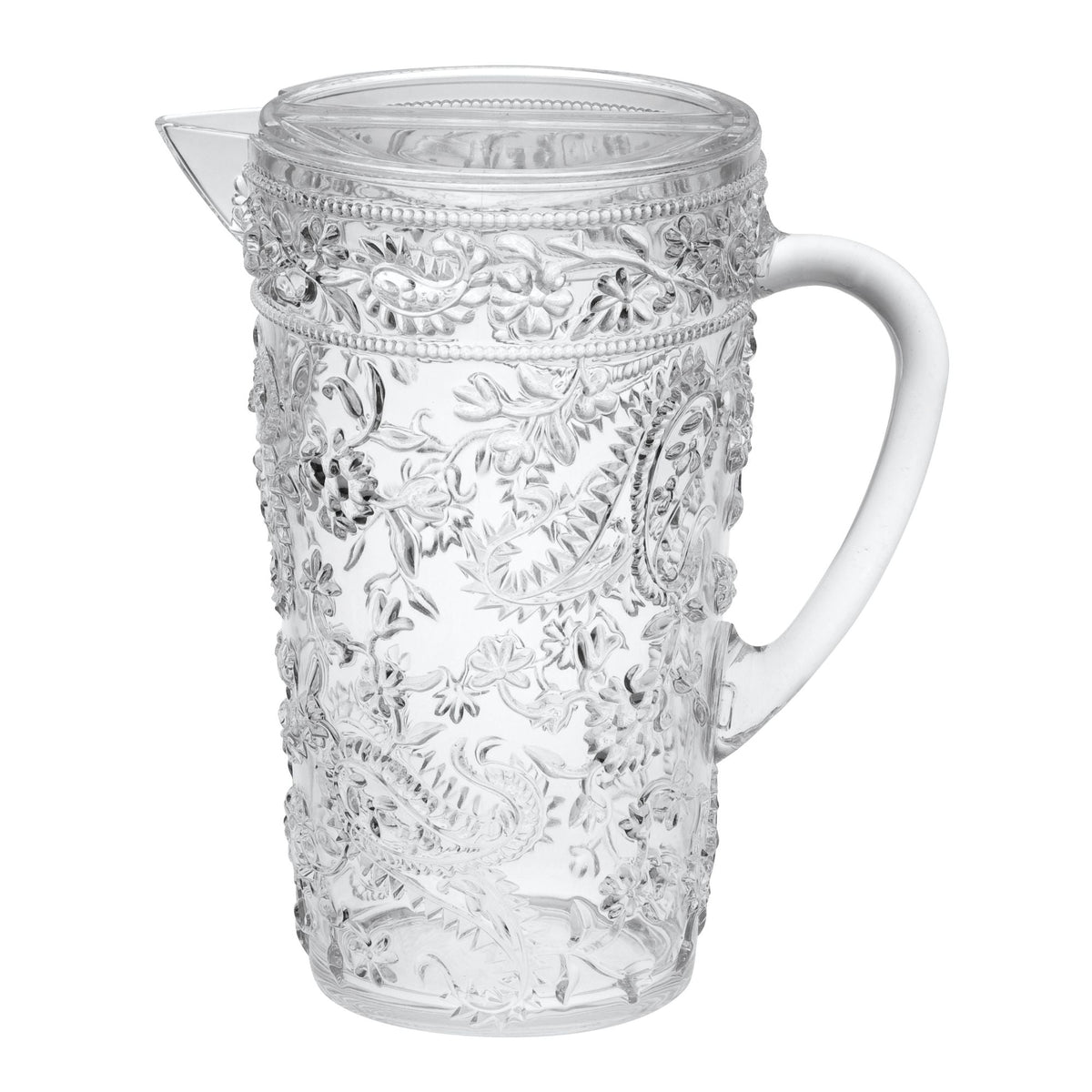 Paisley Unbreakable Plastic Water Pitcher With Lid And Spout