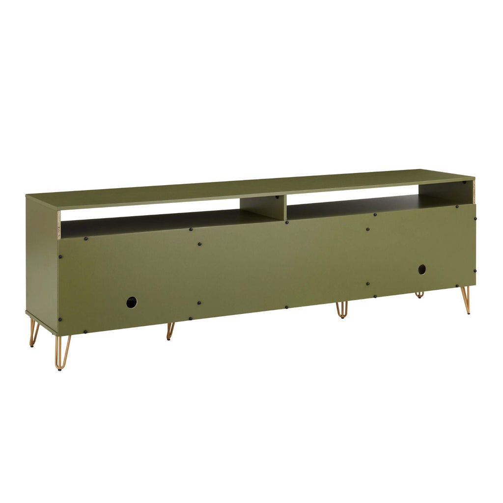 Fluted TV Stand with Storage and Metal Legs - Multiple Colors