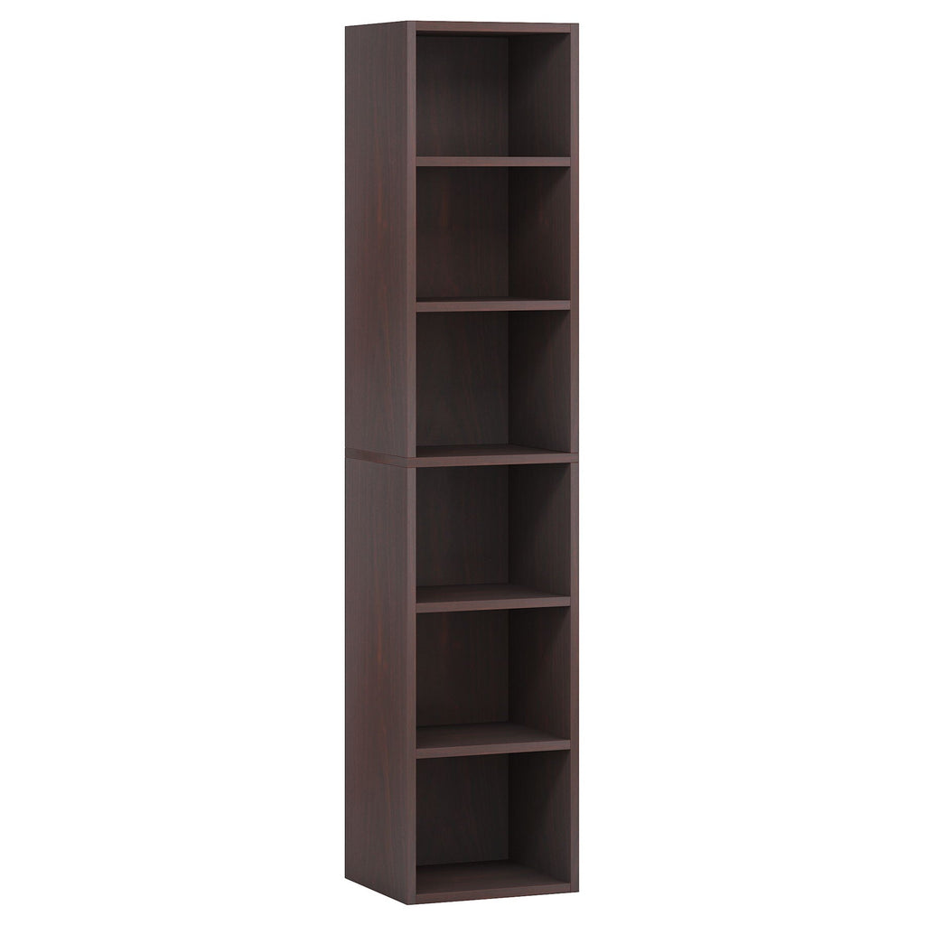 6 Tier Narrow Corner Cube Bookcase with Open Cubes - Light Blue or Dark Brown