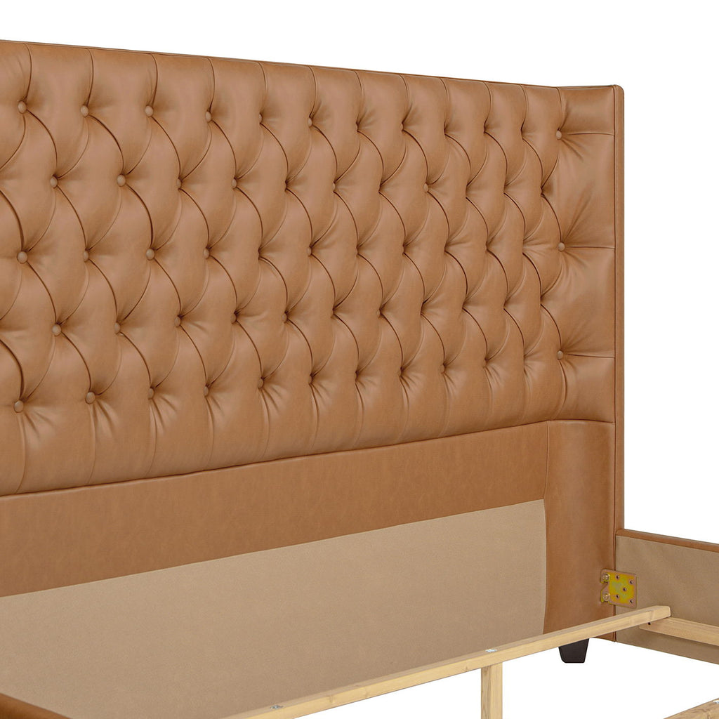 Tufted Panel Bed with Wingback Headboard and Footboard - Multiple Colors