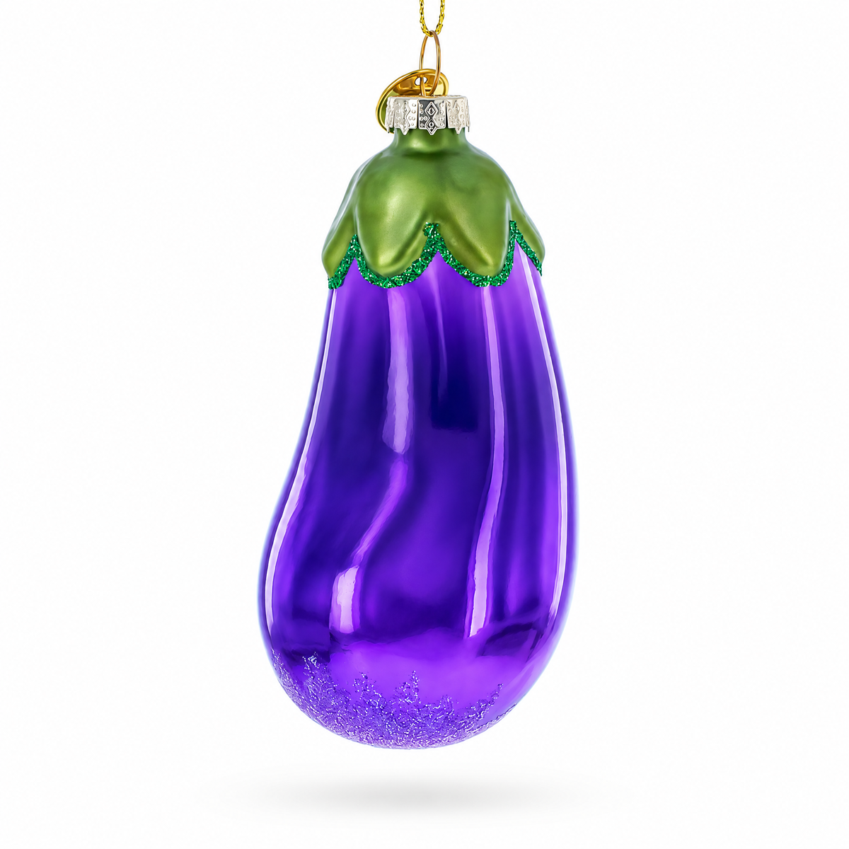 Shiny Eggplant Glass Christmas Ornament