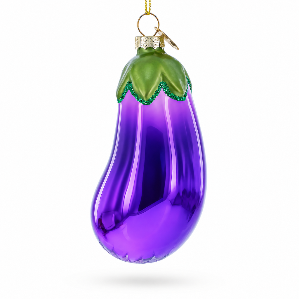 Shiny Eggplant Glass Christmas Ornament
