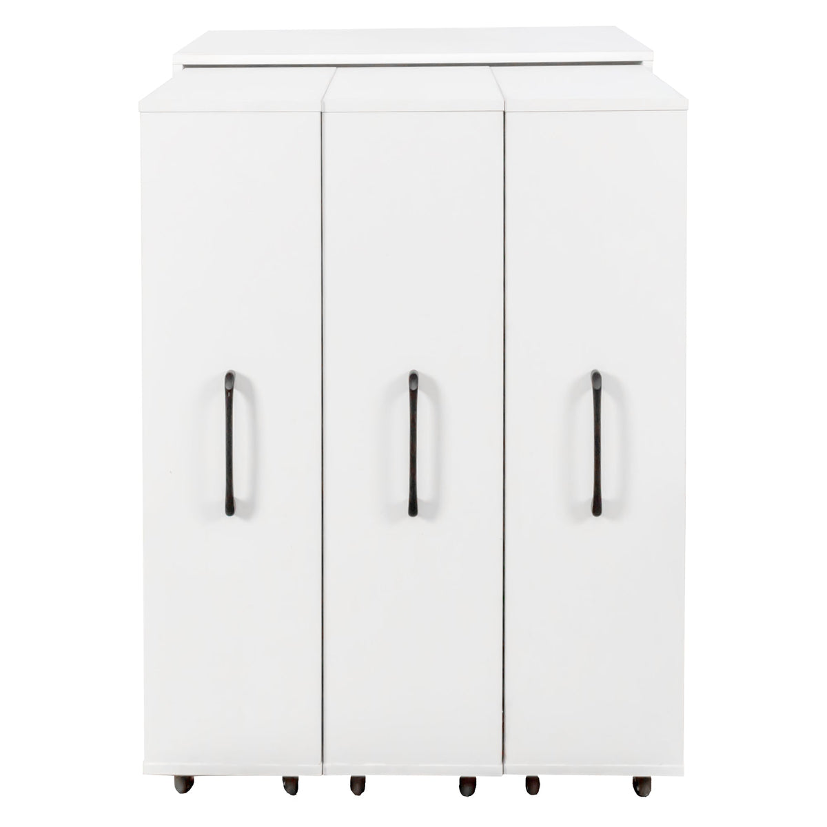 3 Tier Bookcase with Slide Out Doors and Wheels - White
