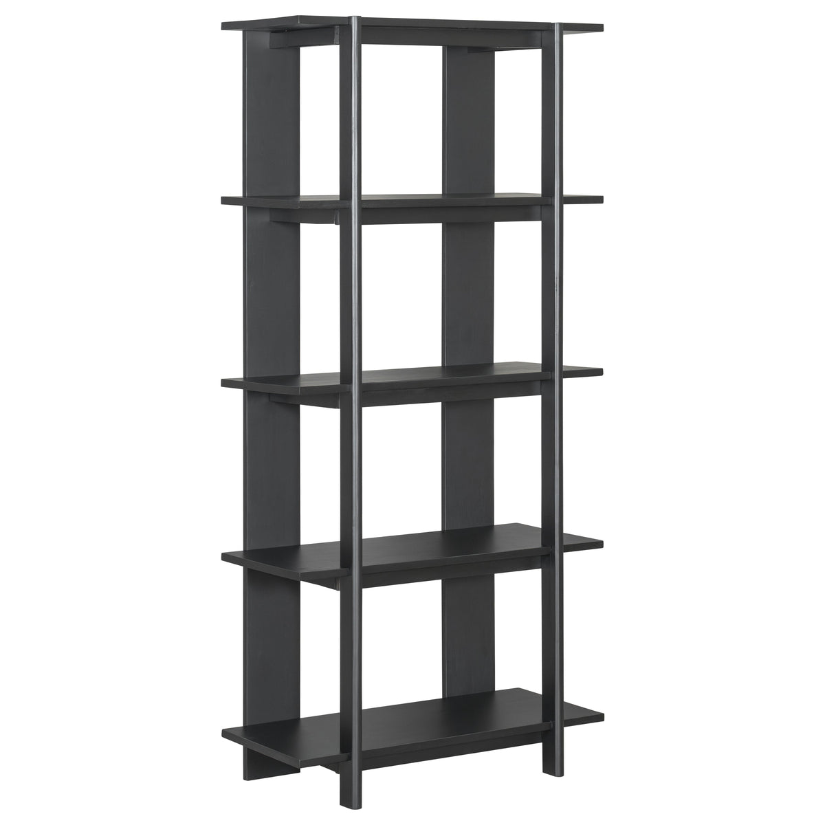 4-Tier Wooden Open Bookcase with Ebonized Finish - Acacia
