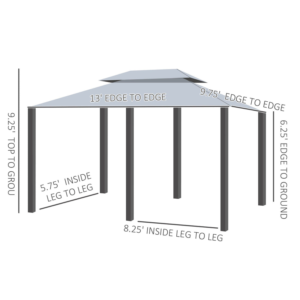 Patio Gazebo Canopy Shelter with Curtains and Vented Roof - Sage Gray