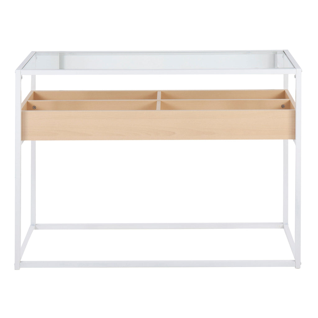 Contemporary Coffee Table with Tempered Glass Top - Beige or Dark Brown