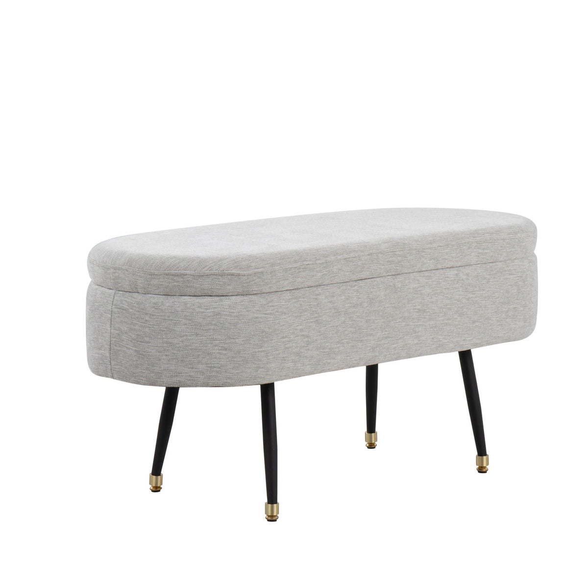 Contemporary Storage Bench with Fabric Upholstery - Black / Light Gray
