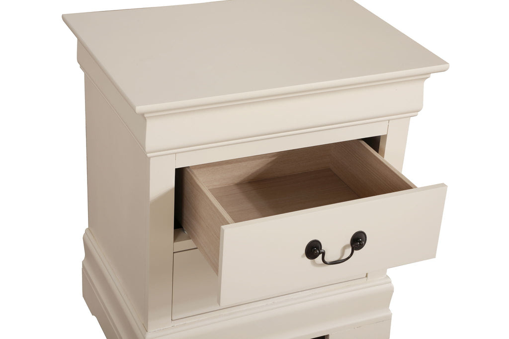 Louis Phillipe Wood Nightstand with Storage Drawers - Multiple Colors