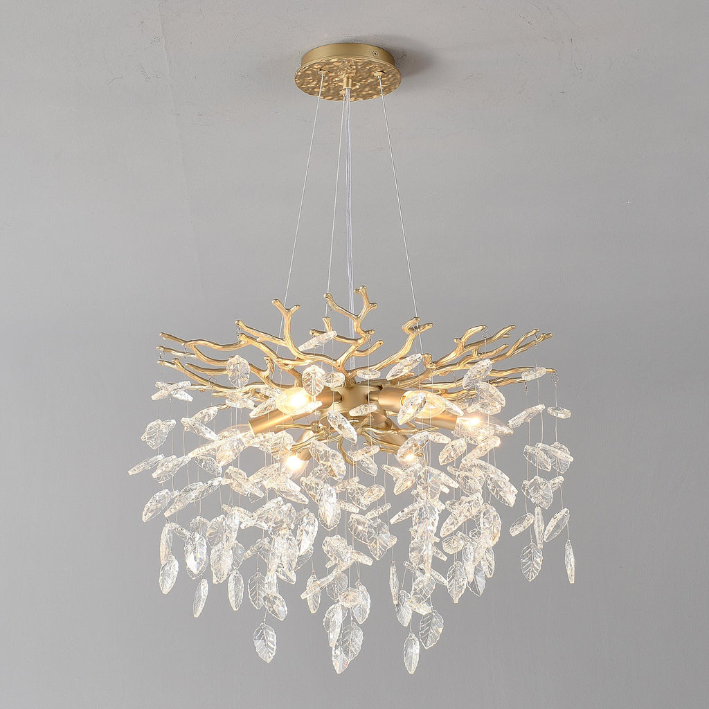 6-Light Crystal Chandelier with Gold Finish - Elegant Ceiling Lamp