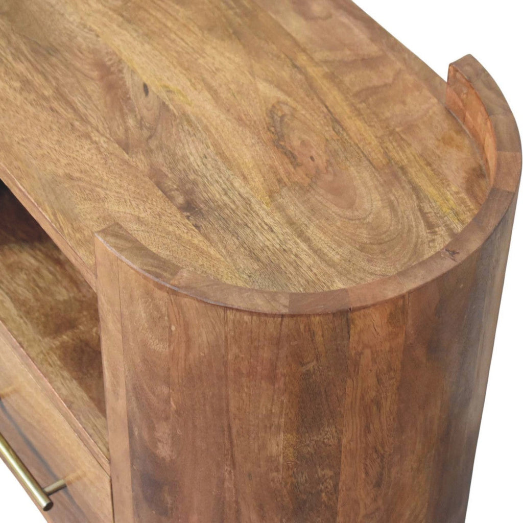 Solid Wood Valencia Sculpted Bedside Nightstand with Drawer - Golden Teak